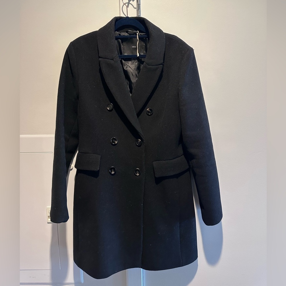 Mango Classic Black Pea Coat